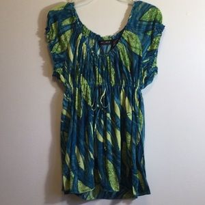 Axcess Blue and Yellow Short-Sleeve Top, size XL